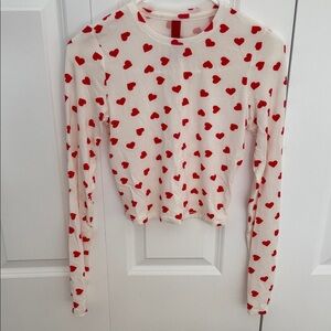 SKIMS Red Heart Print Long Sleeve Top